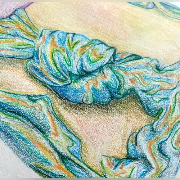 NEW Handmade Hand Crafted Wall Art Pencil Drawing Fabric Knot Illustration Home - Picture 3 of 4